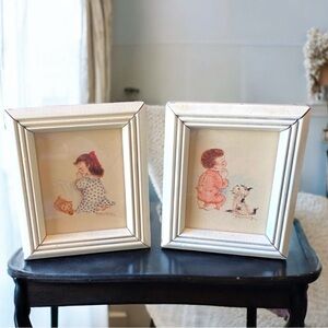 VINTAGE Prints - Little Girl & Boy Saying Bedtime Prayers - Nursery